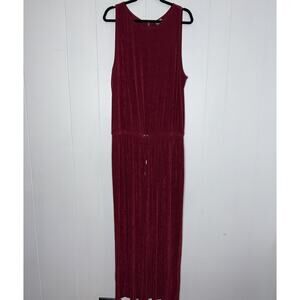 Chico’s Travelers Women’s Tie Waist Sleeveless Jumpsuit Slinky Knit Red 3 16/18